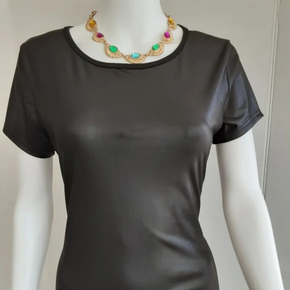 BLACK BODYCON T-SHIRT DRESS SZ M (8/10) - Picture 5 of 7